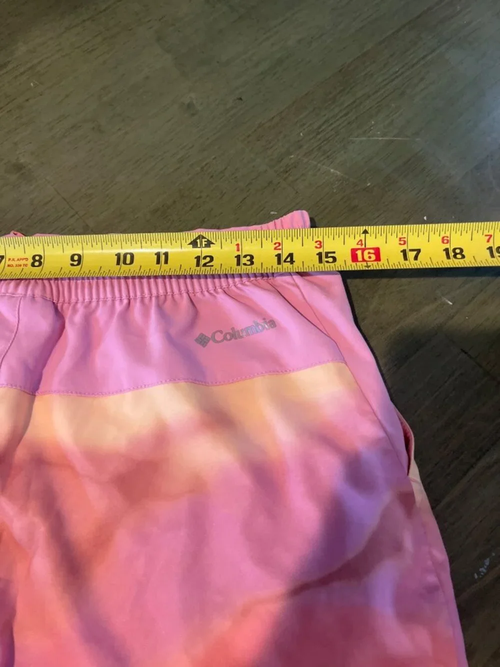 Columbia Girls Pink & Orange Tie-Dye Swim Shorts L 14/16 With Drawstring Waist